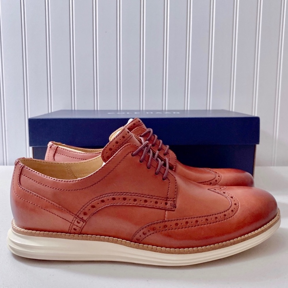 Cole Haan Original Grand Wingtip Oxford Shoes In Woodbury/Ivory NWT - Picture 8 of 13